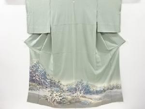 リサイクル　岡村蒼風作　十日町友禅遠山に庭園風景模様一つ紋色留袖